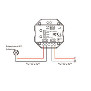 Sieninis rotorinis TRIAC LED valdiklis S1-K/WH skirtas vienos spalvos LED apšvietimo valdymui. - Image 3