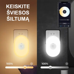 Išmanusis WiFi TUYA RGB naktinis šviestuvas su judesio davikliu (jungiamas į kištukinį lizdą) - Image 3